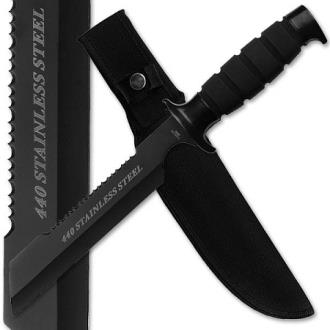 Survival Knife with Saw Back Top