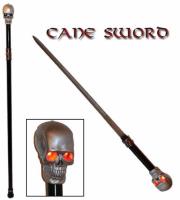 SW-15RD - Walking Cane with Hidden Sword Red Light Skull