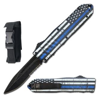 9" Blue USA Flag Havoc OTF Knife