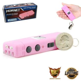 Mini Keychain Stun Gun LED Flashlight Hornet 6 Million Volt Pink Rechargeable
