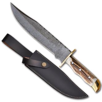 Stag Handle Damascus Hunting Knife 1