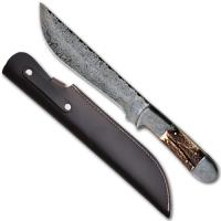 1024-PR - DAMASCUS HUNTING KNIFE  STAG HANDLE