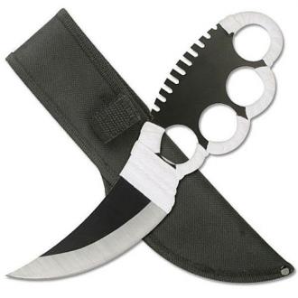 Metal Ninja Fighter Knife with Knuckle Guard and Sheath