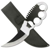 EW-0572 - Metal Ninja Fighter Knife with Knuckle Guard and Sheath