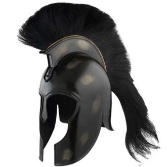 Achilles Trojan Helmet Replica Myrmidon Carbon Steel with Black Crest Plume