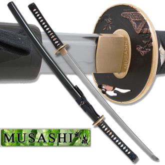 Musashi 1060 Carbon Steel Polished Ryoushi Tsuba Black