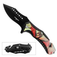 10820-A - 3D Printed Speed Tech Spring Assisted Red Flying Dragon Pocket Knife