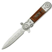 SP-517W - Gentleman&#39;s Tactical Classic Stiletto Style Assisted Open Knife Hardwood Handle