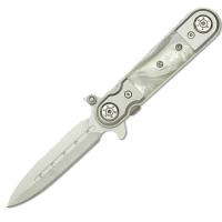 SP-517P - Stiletto Style Assisted Knife W/ White Pearl Handle