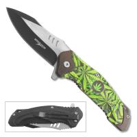 11221-GL - Printed SPEED TECH Spring Assisted Marijuana Pocket Knife