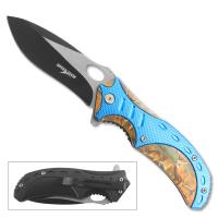 11222-BLDE - 3D Printed SPEED TECH Spring Assisted Wild Mountain Deer Pocket Knife