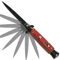 A150KABK - Mafia Italian Milano Stiletto Switchblade Black Wooden Automatic Knife