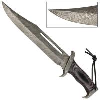 DM45 - Black Elm Handle Damascus Bowie