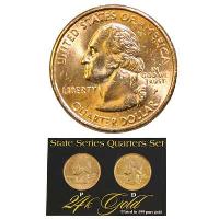 24KGOLD - 24k Gold Plated Mint Connecticut State Quarter Set