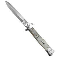 AGA-58 - Stiletto 9&quot; Switchblade Knife Lock Back Honey Horn