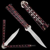 BUTTERFLY/ JABBER SPECIAL - Red Bokeh Paint Splatter Drop Point Butterfly Knife JABBER