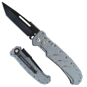 Swift Auto Push Button Black Blade Carbon Fiber Aluminum Handle Tanto Blade