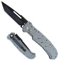 162-CFT - Swift Auto Push Button Black Blade Carbon Fiber Aluminum Handle Tanto Blade