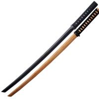 1802-BR SET - 1 Black Bokken &amp; 1 Natural Bokken Practice Sword Set