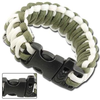 Skullz Survival Whistle 17.06 FT Paracord Bracelet OD White