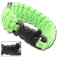 AZ846-1 - Skullz Survival Whistle 17.06 FT Paracord Bracelet Neon Green