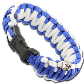 Skullz Survival Military Paracord Bracelet Blue White
