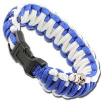 AZ860 - Skullz Survival Military Paracord Bracelet Blue White
