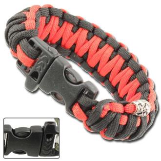 Skullz Survival Whistle 17.06 FT Paracord Bracelet Red Black