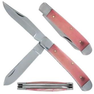 Trapper Slipjoint Pink Faux Bone Handle Pocket Knife