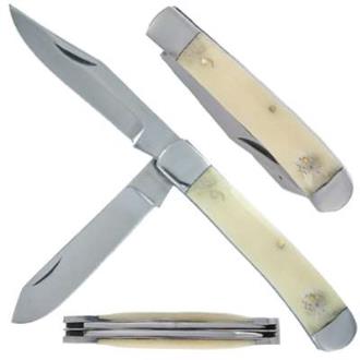 Trapper Slipjoint Ivory Faux Bone Handle Pocket Knife