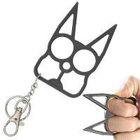 U009BK - Black Cat Defense Weapon Knuckle Keychain