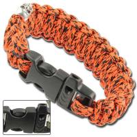 AZ920 - Skullz Survival Whistle 17.06 FT Paracord Bracelet Atomic Red