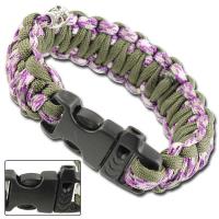 AZ925 - Skullz Survival Whistle Paracord Bracelet OD Purple Camo