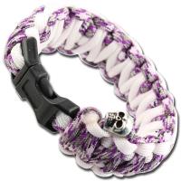 AZ927 - Skullz Survival Military Paracord Bracelet Purple Camo White