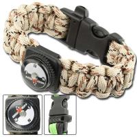 AZ906 - Survival Braid Whistle Compass Paracord - Desert Camo