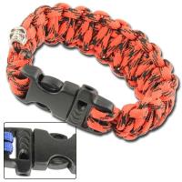 AZ911 - Skullz Survival Whistle 17.06 FT Paracord Bracelet Digital Red