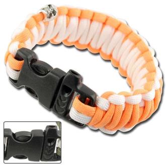 Skullz Survival Whistle Paracord Bracelet Orange White