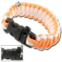 AZ871 - Skullz Survival Whistle Paracord Bracelet-Orange &amp; White