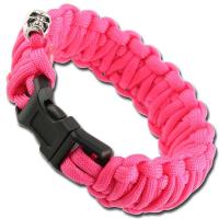 AZ878 - Skullz Survival Military Braided Paracord Bracelet - Neon Pink