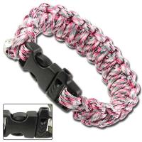 AZ884 - Skullz Survival Whistle 17.06 FT Paracord Bracelet Pink Camo