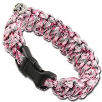 AZ885 - Skullz Survival Military Braided Paracord Bracelet Pink Camo