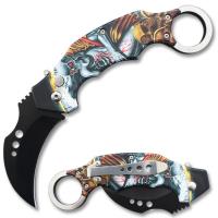 201SKL - Automatic Krambit Knife 3D Printed Demon Skeleton Pocket Knife