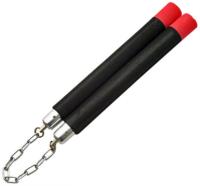 210754 - Rubber Padded Nunchaku Black Red 210754 Martial Arts