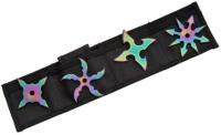 210817RB - 4pc Rainbow Throwing Star Set &amp; Case 210817RB - Martial Arts