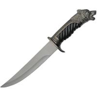 211471-WSL - Royal Hunter Wolf Head Bowie Silver