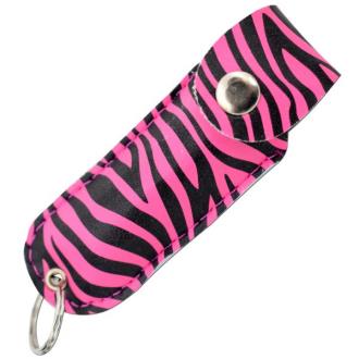 Snake Eye Pepper Spray 1/2 oz Key Chain Carrying Pouch Pink Zebra Pattern