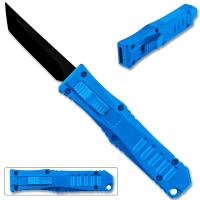 27064BL - Legends Micro OTF Switchblade Blade Knife Blue Out The Front Tanto Blade