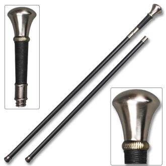 Soft Round Handle  Medieval Walking Cane Staff Steel Shaft Stick Personal