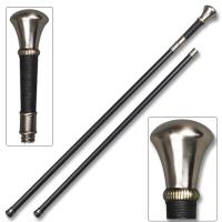 282004 - Soft Round Handle Medieval Walking Cane Staff Steel Shaft Stick Personal