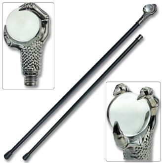 Claw Walking Cane Sword 37 in Staff W Crystal Ball